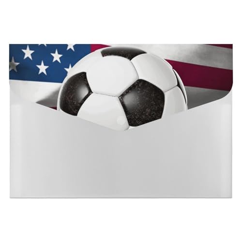 Aktenordner aus Kunststoff, Motiv: Fußball, USA-Flagge, bedruckt, Briefgröße, tragbare Ordner, Organizer für Büro von FCTVSKLN