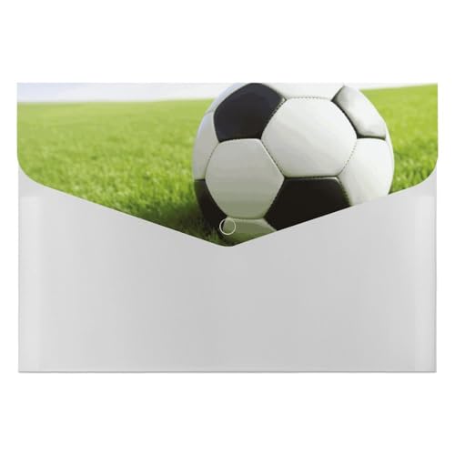 Aktenordner aus Kunststoff, Motiv: Fußball auf Gras, bedruckt, Briefgröße, tragbare Ordner, Organizer für Büro von FCTVSKLN