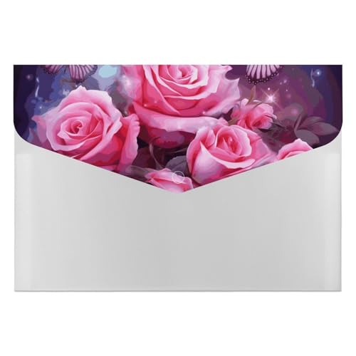 Aktenordner aus Kunststoff, Motiv: Rosen und Schmetterlinge, bedruckt, Briefgröße, tragbare Ordner, Aktenordner für Büro Aktenordner aus Kunststoff, Motiv: Rosen und Schmetterlinge, bedruckt, Briefgröße, tragbare Ordner, Aktenordner für Büro von FCTVSKLN