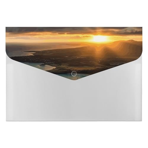 Aktenordner aus Kunststoff, Motiv: Sonnenaufgang über Hawaii, bedruckt, Briefgröße, tragbare Ordner, Organizer für Büro Aktenordner aus Kunststoff, Motiv: Sonnenaufgang über Hawaii, bedruckt, Briefgröße, tragbare Ordner, Organizer für Büro von FCTVSKLN