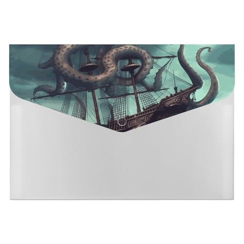 Aktenordner aus Kunststoff, Oktopus-Schiff, bedruckte Aktenordner, Briefgröße, tragbare Ordner, Aktenordner für Büro von FCTVSKLN
