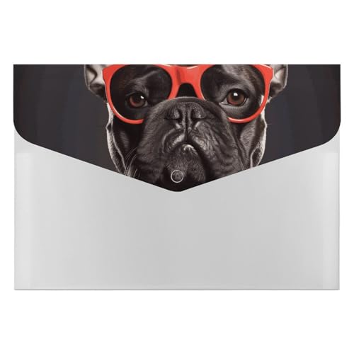 Dokumentenmappen, Kunststoff, bedruckt, französische Bulldogge, Briefgröße, tragbare Ordner, Aktenordner für Büro von FCTVSKLN