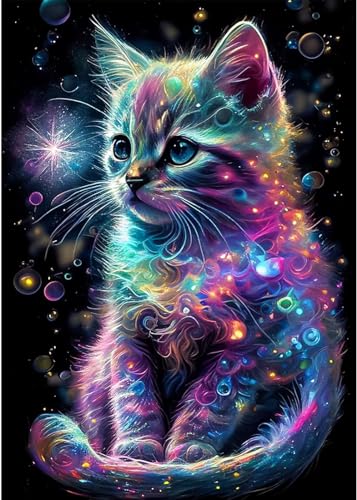 FCXQG Diamond Painting Katze Diamond-Painting Diamant Painting Diamond Painting Erwachsene Diamant Painting Bilder Diamond Painting Katzen Kinder-Stickerei-Set Wand Zimmer Home Decor 30x40 von FCXQG