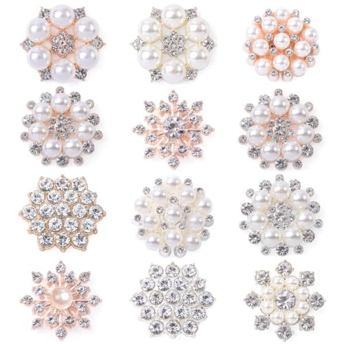 FDCGAS knöpfe - 12 Stück Strass Knopf Perle, Künstliche Perlen-Knöpfe, Perle Strass Knopf Dekoration, Perlendekoration aus Strasslegierung, für die Schmuckherstellung Hochzeitsfeier Dekoration FDCGAS knöpfe - 12 Stück Strass Knopf Perle, Künstliche Perlen-Knöpfe, Perle Strass Knopf Dekoration, Perlendekoration aus Strasslegierung, für die Schmuckherstellung Hochzeitsfeier Dekoration von FDCGAS