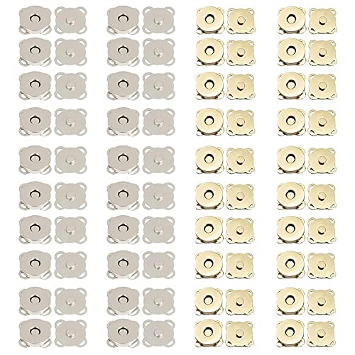 FDDD Magnetische Knöpfe, 40 Stück DIY Magnetknopf, Magnetknopf Nähen Druckknöpfe, Magnet Druckknopf, Nähen Magnet Knopf für Taschen, Nähen, Handwerk, Handtaschen, Kleidung (14mm/Silber+Gold) von FDDD