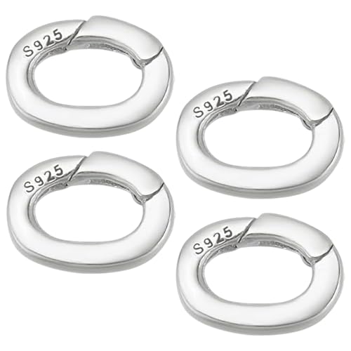 4 Stück S925 Silber Ovaler Kettenverschluss, Ovale Federverschlüsse, Metall Spring Gate Ringe, Mini-Größe 7x10mm Federring, Für Halsketten, Armbänder, Anhänger, Schmuckherstellung Chmuckverschluss von FDDU