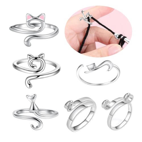 FDEETY 6 Stück Häkelring Niedliche Katzenform Häkel Ringe Verstellbare Haken Strick Häkelschlaufe Zubehör für Häkeln Mutter Oma Geschenke FDEETY 6 Stück Häkelring Niedliche Katzenform Häkel Ringe Verstellbare Haken Strick Häkelschlaufe Zubehör für Häkeln Mutter Oma Geschenke von FDEETY