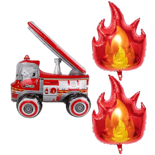 1 Stück Feuerwehrauto-Ballon Und 2 Stück Flammenballon, Partydekoration Zum Thema Feuer, Kinderballons, Kreative Cartoon-Ballons 1 Stück Feuerwehrauto-Ballon Und 2 Stück Flammenballon, Partydekoration Zum Thema Feuer, Kinderballons, Kreative Cartoon-Ballons von FDGGT