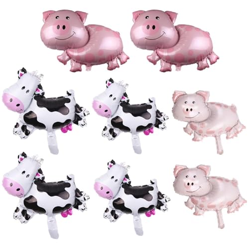 4 Stück Schweineförmige Luftballons Und 4 Stück Kuhförmige Luftballons, Cartoon-Tierballons, Partydekorationen Zum Thema Bauernhof 4 Stück Schweineförmige Luftballons Und 4 Stück Kuhförmige Luftballons, Cartoon-Tierballons, Partydekorationen Zum Thema Bauernhof von FDGGT