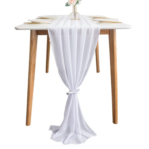 FDGGT 1 Stück Weiße Chiffon-Tischdecke, Tischdekorationstischdecke, Hochzeitstischdecke, Partytischdecke, Einfache Und Leichte Tischdecke von FDGGT