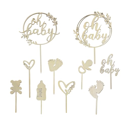FDGGT 10 Stück Baby-Kucheneinsätze, Holz-Kucheneinsätze, Babyparty-Dekorationen, Niedliche Einfache Einsätze FDGGT 10 Stück Baby-Kucheneinsätze, Holz-Kucheneinsätze, Babyparty-Dekorationen, Niedliche Einfache Einsätze von FDGGT