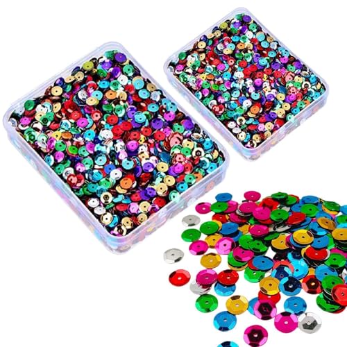 FDGGT 120 G Bunte Pailletten, Lose Nähpailletten, DIY-Bastel-Nähpailletten, 6 Mm Runde Pailletten, Paillettendekoration FDGGT 120 G Bunte Pailletten, Lose Nähpailletten, DIY-Bastel-Nähpailletten, 6 Mm Runde Pailletten, Paillettendekoration von FDGGT