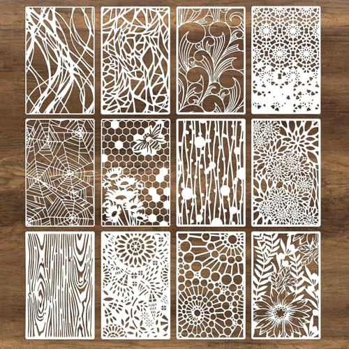 FDHBDF 12 Stück Kunststoff Schablonen Set Malvorlagen-Set Lackiert und gespritzt Vorlage für Laubtextur Malschablonen Schablonen Malen für Scrapbooking, Möbel Wandgestaltung, DIY Handwerk FDHBDF 12 Stück Kunststoff Schablonen Set Malvorlagen-Set Lackiert und gespritzt Vorlage für Laubtextur Malschablonen Schablonen Malen für Scrapbooking, Möbel Wandgestaltung, DIY Handwerk von FDHBDF