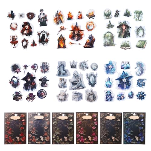 FDHBDF 120 PCS Scrapbooking Stickers Vintage Zubehör DIY Retro Gothic-Stil Hexe Story Scrapbook Accessories Selbstklebend Journaling Aufkleber von FDHBDF