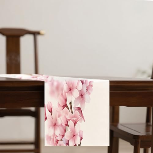 FDHBDF 180 X 33cm Rosa Kirschblüten Tischtuch, Weißes Leinen Tischfahne, Dekorative Tischtücher für Wohnzimmer Küche Party Picknick FDHBDF 180 X 33cm Rosa Kirschblüten Tischtuch, Weißes Leinen Tischfahne, Dekorative Tischtücher für Wohnzimmer Küche Party Picknick von FDHBDF