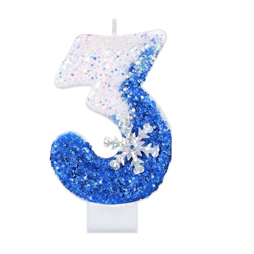 FDHBDF 1Pcs Geburtstagskerzen Zahl Kerzen Alphabet Kerzen Creative Ice Thema Kerzen Nummer 1 für Geburtstage, Feste, Jubiläen (3) von FDHBDF