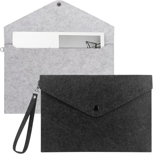 FDHBDF 2 Stück Filzmappe A5 Dokumententaschen Büromaterialtasche – Praktische Mappen mit Druckknopf für Büro und Schule, Leicht und Tragbar, Ideal zur Organisation von Dokumenten und Akten von FDHBDF