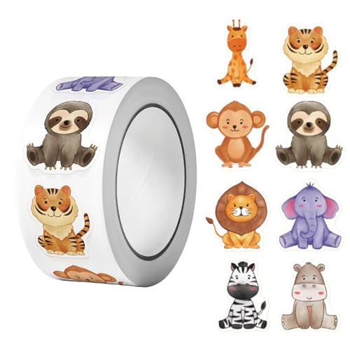 FDHBDF 500 Pcs Tier-Aufkleber Sticker Tiere for Kids, Runde Animal Cartoon Tieraufkleber Belohnungsaufkleber für Kinder Niedlich und lustig FDHBDF 500 Pcs Tier-Aufkleber Sticker Tiere for Kids, Runde Animal Cartoon Tieraufkleber Belohnungsaufkleber für Kinder Niedlich und lustig von FDHBDF