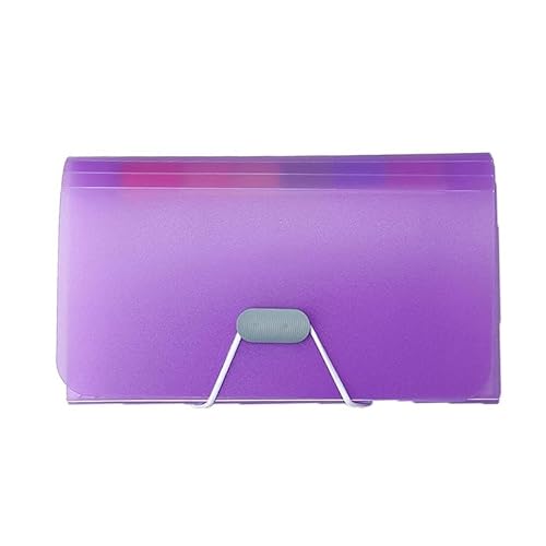 4 Stück Ordner Erweiterbares Ordner,Transparentes Akkordeon Bag, Speicher Ticket-Ordner Büroversorgungen Student Stationery Aktenordner(Purple) von FDJC