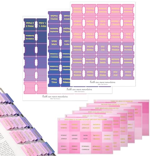 180 Stück Bible Tabs, Bibelregister, Bibelbuchregister, Einfach zu Lesen und zu Positionieren, Langlebige Haftregister, Bibeljournal-Zubehör, Bibelstudienzubehör für Indexregister, Anmerkungsregister von FDJZXW