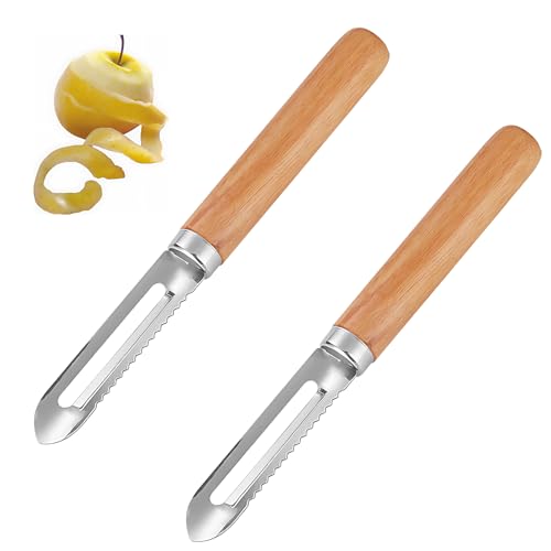2 Stück Gemüseschäler,Potato Peeler,Vielseitig Multifunktions Gemüseschäler,Kartoffelschälmesser 16.3cm,Holzgriff Ideal für Obst & Gemüse,Spülmaschinengeeignet,Für Rechts- und Linkshänder geeignet 2 Stück Gemüseschäler,Potato Peeler,Vielseitig Multifunktions Gemüseschäler,Kartoffelschälmesser 16.3cm,Holzgriff Ideal für Obst & Gemüse,Spülmaschinengeeignet,Für Rechts- und Linkshänder geeignet von FDJZXW