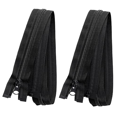 2 Stück Reissverschluss, Reisverschluss Endloses, 70 cm Teilbar Reißverschluss, Endlosreißverschluss mit Zipper, Reißverschlüsse Nylon, Schwarz Zipper, für Kleidung Tasche Mäppchen Bettwäsche von FDJZXW