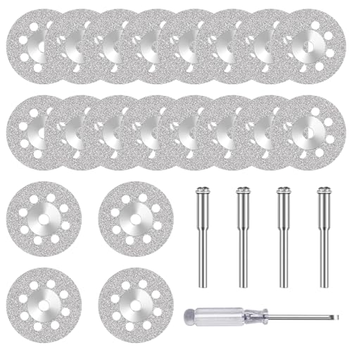 20 Tabletten Diamant Trennscheibe (22 Mm) Fliesen Trennscheibe Diamant Trennscheiben Kreissägeblatt Schneidscheiben Geeignet für Steinglasfliesen, 4 Verbindungsstangen und 1 Schraubendreher von FDJZXW