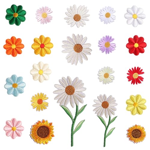 21 Stück Flicken zum Aufbügeln, Bügelbilder für Textilien, Patches zum Aufbügeln Blume, Gänseblümchen Bügel Patches, Sonnenblumen Aufnäher zum Aufbügeln DIY Blumenflicken für Jeans Jacken Hüte 21 Stück Flicken zum Aufbügeln, Bügelbilder für Textilien, Patches zum Aufbügeln Blume, Gänseblümchen Bügel Patches, Sonnenblumen Aufnäher zum Aufbügeln DIY Blumenflicken für Jeans Jacken Hüte von FDJZXW