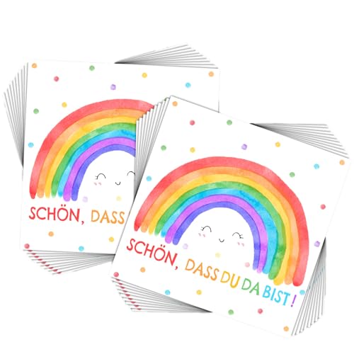 40 Stück Servietten Regenbogen, Kindergeburtstag Servietten, Servietten Einschulung Regenbogen, Einschulung Servietten Deko Mädchen Junge, Servietten Kindergeburtstag, Schulanfang Deko (33 x 33 cm) von FDJZXW