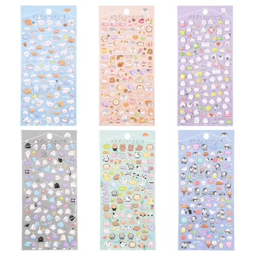 6 Blatt 3D Sticker, Puffy Sticker, 600+ 3D Animal Stickers, SüßeSticker, Kinder Cartoon 3DAufkleber, Wasserdicht Tiere StickerDIY Set, 3Dpuffy Stickers für Handyhüllen, Notizbuch, Scrapbooking von FDJZXW