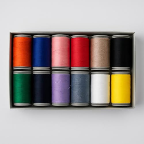 Buntes Overlock-Nähgarn, 10 Kegelfäden mit je 457 m pro Spule, Nähklammern, Quiltmaterial, Nähmaschinen für Anfänger und robuste Nähmaschinengarn (12 Farben) von FDMSTAR