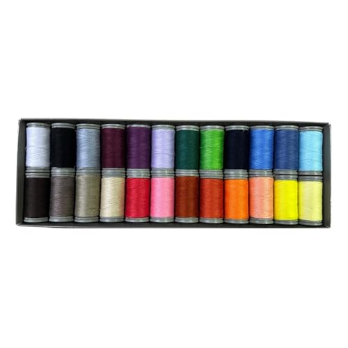 Buntes Overlock-Nähgarn, 10 Kegelfäden mit je 457 m pro Spule, Nähklammern, Quiltmaterial, Nähmaschinen für Anfänger und robuste Nähmaschinengarn (24 Farben) von FDMSTAR