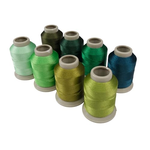 Fdmstar Stickgarn-Set, gemischte Farben, 8 Stück, 317, 9070, 8995, 9849, 9429, 9072, 91744, 9342, 15 g, Polyester-Stickmaschinengarn (8, grün) von FDMSTAR
