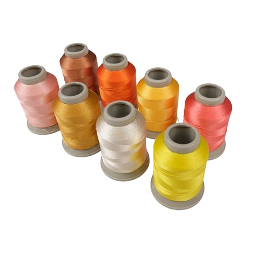 Stickgarn-Set, 8 Stück, 8057, 9074, 9100, 8021, 9132, 8119, 9108, 9613, 15 g, Polyester-Stickmaschinengarn (8, Orange) von FDMSTAR