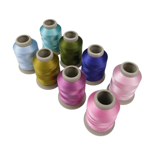 Stickgarn-Set, gemischte Farben, 8 Stück, 903, 1497, 9071, 8883, 9037, 9723, 1331, 8068, 15 g, Polyester-Stickmaschinengarn (8, Pastellfarben) von FDMSTAR