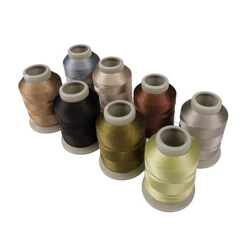 Stickgarn in verschiedenen Farben, 8er-Pack, 9256, 8024, 9067, 9858, 8143, 111, 8162, 9933, 15 g, Polyester-Stickmaschinengarn (8, braun) von FDMSTAR