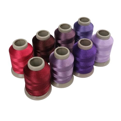 Stickgarne in verschiedenen Farben, 8 Stück, 8070, 9280, 8126, 1241, 9083, 9971, 9081, 392, 15 g, Polyester-Stickmaschinengarn (8, lila) von FDMSTAR