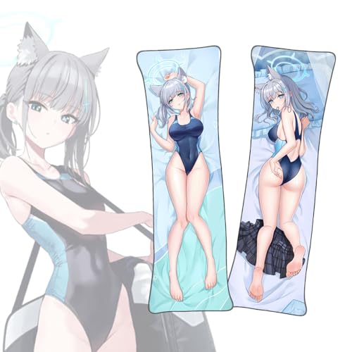 Anime Kissenbezüge Blue Archive Sunaōkami Shiroko Anime Dakimakura Kurzer Plüschstoff Lebensgroßer Körper Kissenbezug von FDSAD