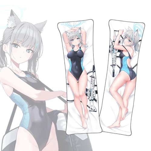 Anime Kissenbezüge Blue Archive Sunaōkami Shiroko Anime Dakimakura Kurzer Plüschstoff Lebensgroßer Körper Kissenbezug von FDSAD
