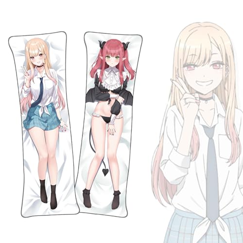 FDSAD Anime Kissenbezüge My Dress-Up Darling Kitagawa Marin Dakimakura kurzer Plüschstoff doppelseitiger Anime Körper Kissenbezug von FDSAD