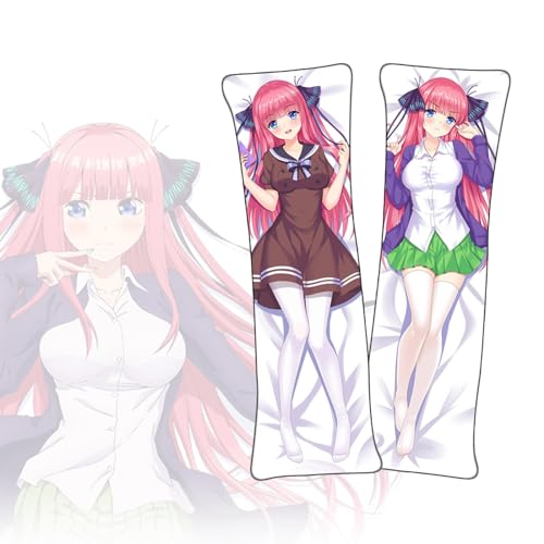 Anime Kissenbezüge The Quintessential Quintuplets Nakano Nino Dakimakura kurzer Plüschstoff doppelseitiger Anime Körper Kissenbezug von FDSAD