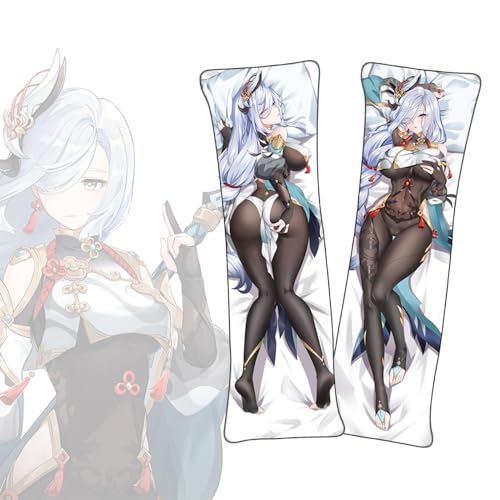 FDSAD Anime Kissenbezüge Genshin Impact Shenhe Dakimakura kurzer Plüschstoff doppelseitiger Anime Körper Kissenbezug von FDSAD