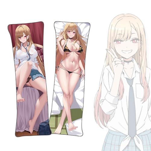 FDSAD Anime Kissenbezüge My Dress-Up Darling Kitagawa Marin Dakimakura kurzer Plüschstoff doppelseitiger Anime Körper Kissenbezug von FDSAD