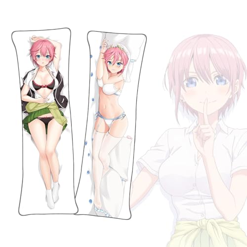FDSAD Anime Kissenbezüge The Quintessential Quintuplets Nakano Ichika Dakimakura kurzer Plüschstoff doppelseitiger Anime Körper Kissenbezug von FDSAD