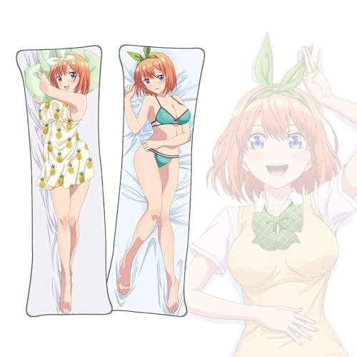FDSAD Anime Kissenbezüge The Quintessential Quintuplets Nakano Yotsuba Dakimakura kurzer Plüschstoff doppelseitiger Anime Körper Kissenbezug von FDSAD