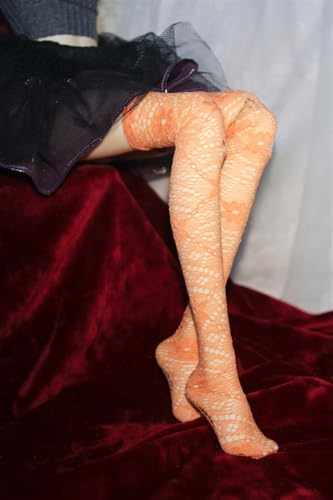 FDSLKZOPZ 1/3 1/4 Puppe Spitze Kniestrümpfe Lange Socke weibliche Puppe Socken Legging Casual Zubehör für 45 cm/60 cm Puppen Kleidung Spielzeug (Orange, 1/3) von FDSLKZOPZ