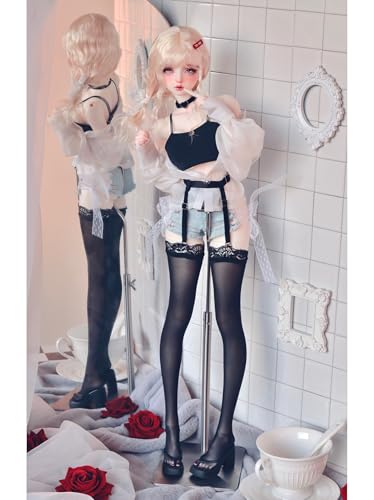 FDSLKZOPZ 1/3 1/4 Puppe Strumpfgürtel Strumpf Spitze Lange Strümpfe für 45 cm/60 cm Puppen Kleidung Zubehör (Schwarz, 1/4) von FDSLKZOPZ