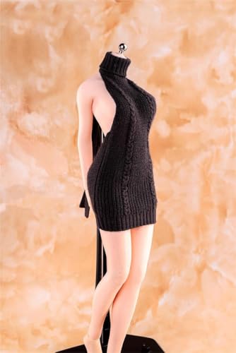 FDSLKZOPZ 1/6 Maßstab weibliche Soldatenfigur, ärmellos, Strickpullover, Kleid, Kleidung für 30,5 cm große Actionfigur, Puppenkleidung, Puppe (schwarz) von FDSLKZOPZ