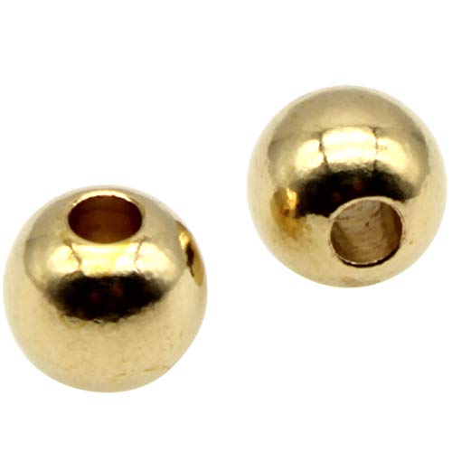 Glatte, runde Abstandshalter-Perlen, 60 Stück, Messing, 8 mm, runde Perlen für Heimwerker, Handwerk, Schmuckzubehör (Gold) von FDXGYH