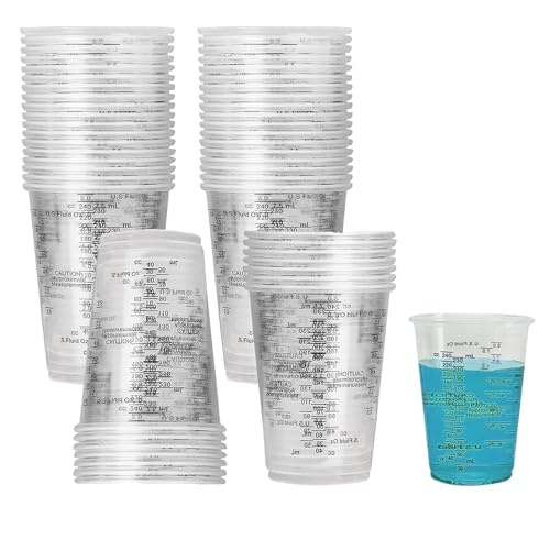 50 Stück Epoxidharz Mischbecher, 240 ml Lackmischbecher, Messbecher mit Skala, Wiederverwendbare Kunststoffe Messbecher Klein, Messbecher, für Flüssigkeiten, Mischen von Harz, Farbe von FEADBYT